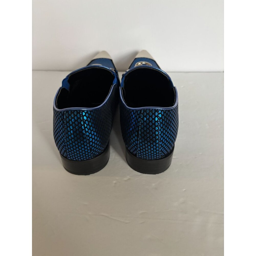 Parrazo Premium Cristiano 05 Mens Dress Loafers 9.5 Blue Black Pointy Metal Tip - Picture 9 of 13